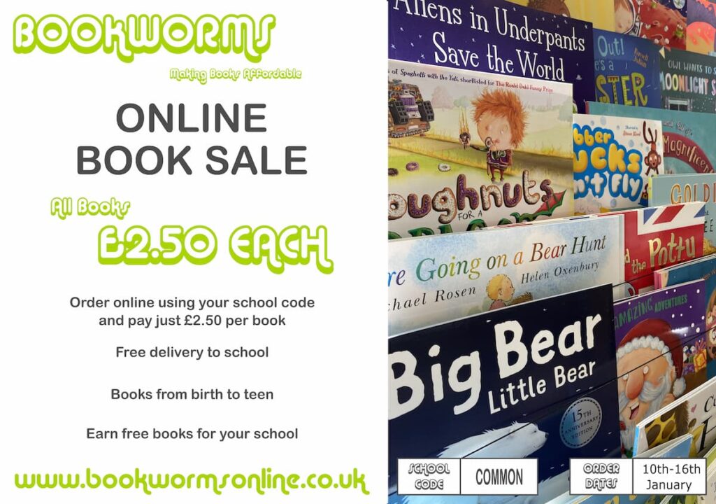 Pontefract Bookworms Online Sale - order online using your school code COMMON and pay just £2.50 per book 10th to 16th January